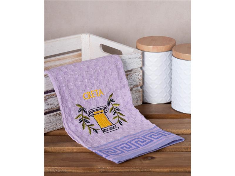 Σετ 12 τεμαχίων ποτηρόπανα γκοφρέ (50cm x 70cm) λιλά κίονας CRETA