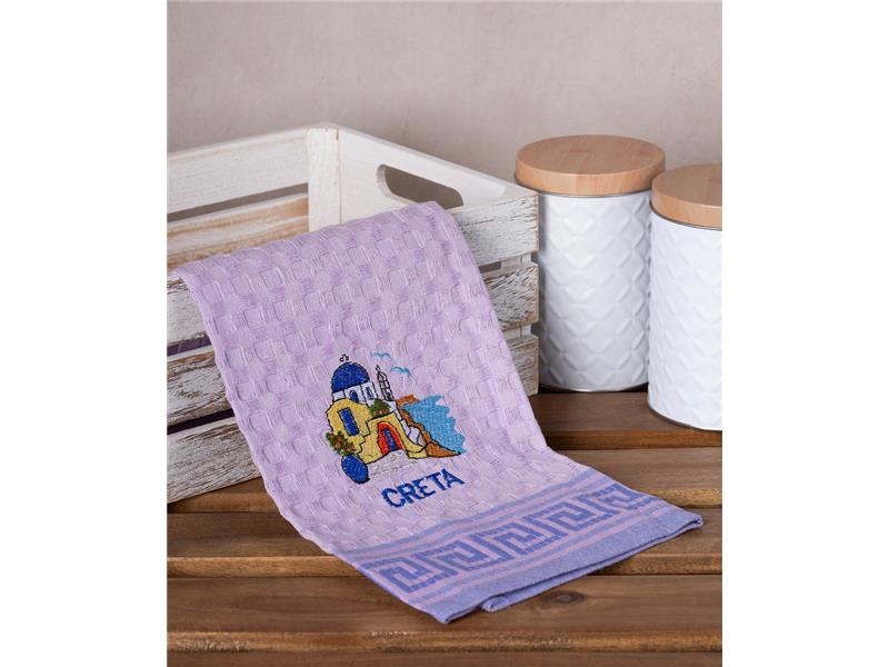 Σετ 12 τεμαχίων ποτηρόπανα γκοφρέ (50cm x 70cm) λιλά εκκλησία CRETA