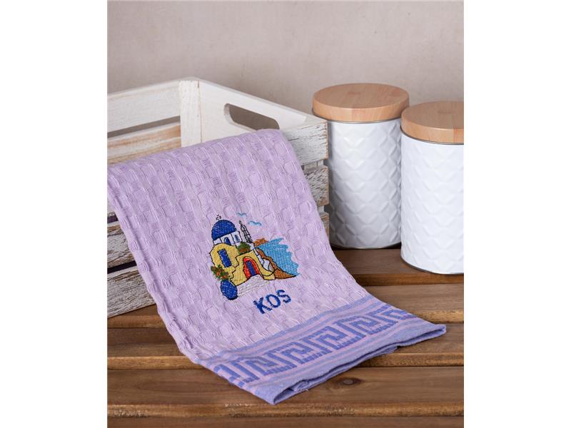 Σετ 12 τεμαχίων ποτηρόπανα γκοφρέ (50cm x 70cm) λιλά εκκλησία KOS