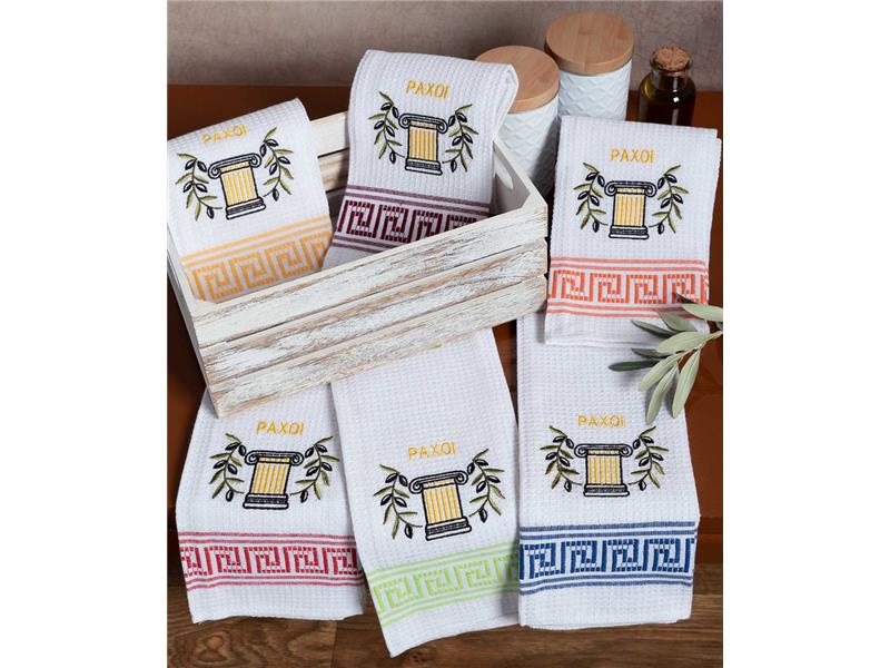 Σετ 12 τεμαχίων ποτηρόπανα (45cm x 65cm) κίωνας PAXOI