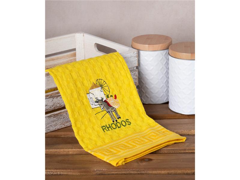 Σετ 12 τεμαχίων ποτηρόπανα γκοφρέ (50cm x 70cm) κίτρινος γαίδαρος RHODES