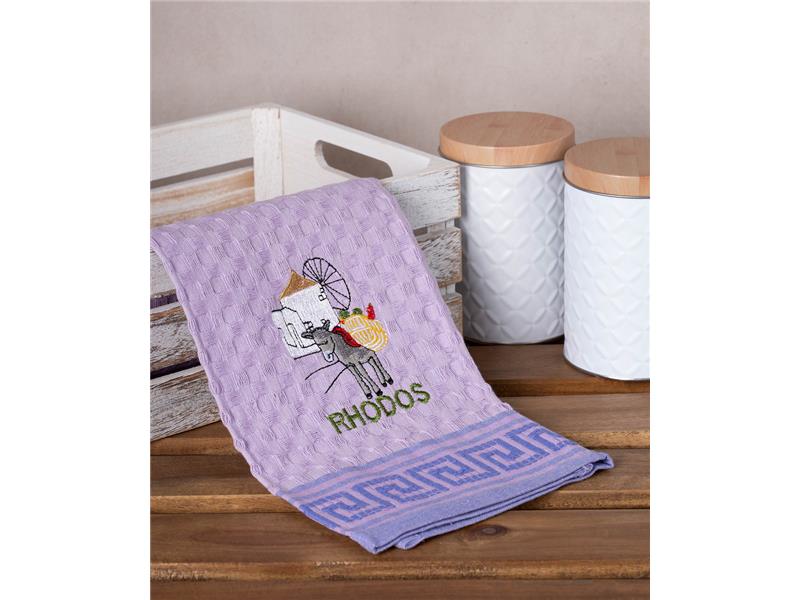 Σετ 12 τεμαχίων ποτηρόπανα γκοφρέ (50cm x 70cm) λιλά γαίδαρος RHODES