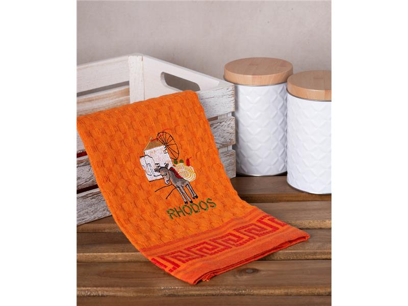 Σετ 12 τεμαχίων ποτηρόπανα γκοφρέ (50cm x 70cm) πορτοκαλί γαίδαρος RHODES