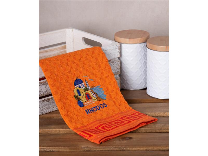 Σετ 12 τεμαχίων ποτηρόπανα γκοφρέ (50cm x 70cm) μπλέ εκκλησία RHODES