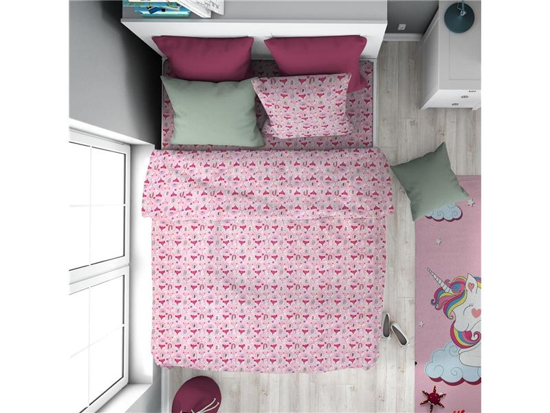 ΠΑΠΛΩΜΑΤΟΘΗΚΗ ΕΜΠΡΙΜΕ kids Fox 525 160X240 Pink Cotton 100%