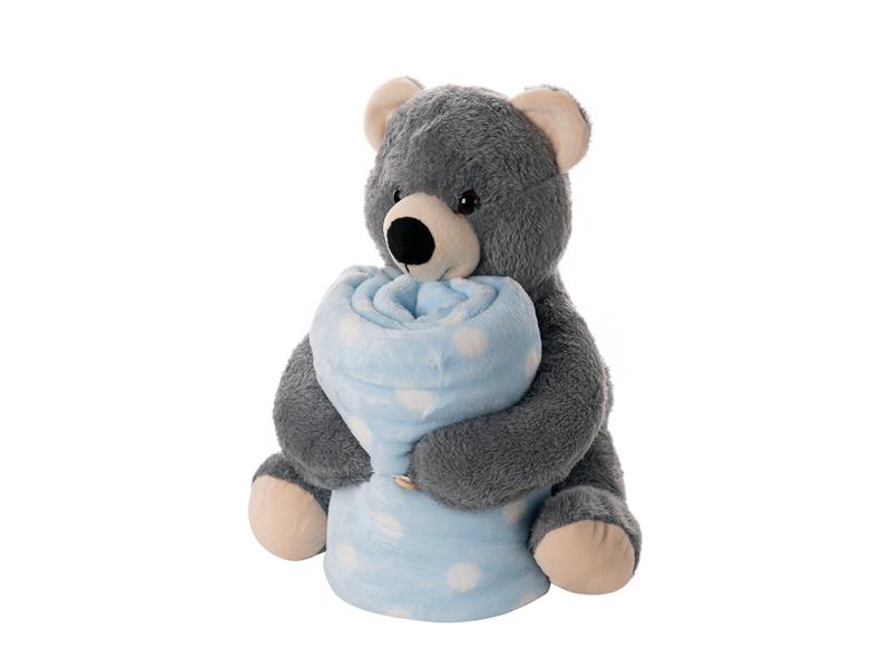 ΒΕΒΕ FLANNEL ΚΟΥΒΕΡΤΑΚΙ (80cm x 120cm) γκρί αρκουδάκι σιέλ