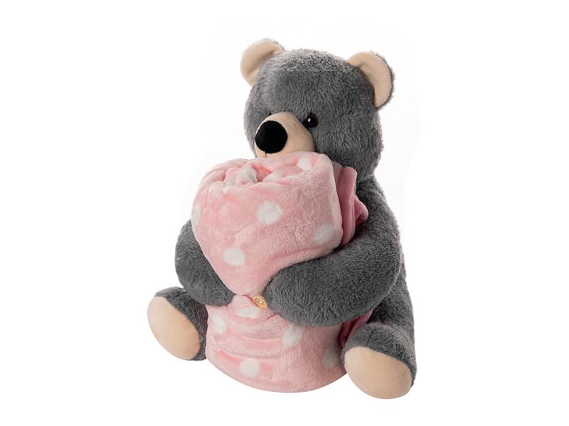 ΒΕΒΕ FLANNEL ΚΟΥΒΕΡΤΑΚΙ (80cm x 120cm) γκρί αρκουδάκι ρόζ