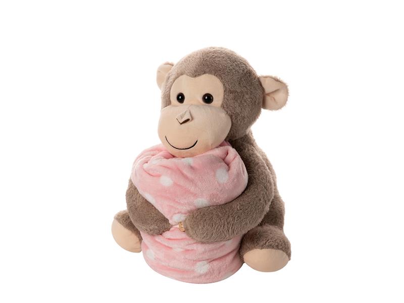 ΒΕΒΕ FLANNEL ΚΟΥΒΕΡΤΑΚΙ (80cm x 120cm) μπέζ μαιμουδάκι ρόζ