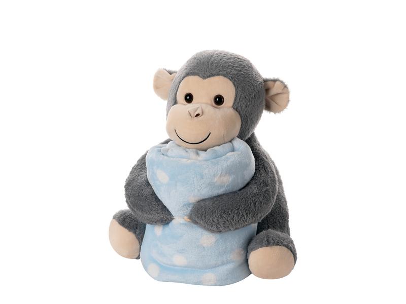 ΒΕΒΕ FLANNEL ΚΟΥΒΕΡΤΑΚΙ (80cm x 120cm) γκρί μαιμουδάκι σιέλ