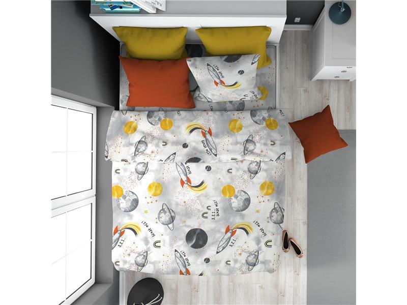ΠΑΠΛΩΜΑΤΟΘΗΚΗ ΕΜΠΡΙΜΕ kids Spaceship 187 160X240 Grey Cotton 100%