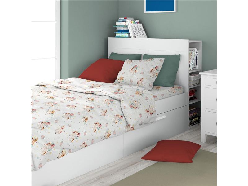 ΠΑΠΛΩΜΑΤΟΘΗΚΗ ΕΜΠΡΙΜΕ kids Unicorn 209 160X240 White-Salmon Cotton 100%