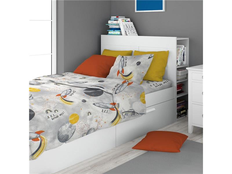 ΣΕΝΤΟΝΙΑ ΕΜΠΡΙΜΕ ΣΕΤ 3 τεμ kids Spaceship 187 160X240 Grey Cotton 100%
