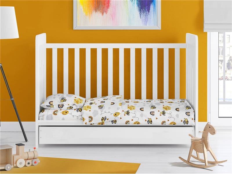 ΚΑΤΩΣΕΝΤΟΝΟ ΜΕ ΛΑΣΤΙΧΟ bebe Honey Bee 545 0,70X1,40X0,15 White-Yellow 100% Cotton