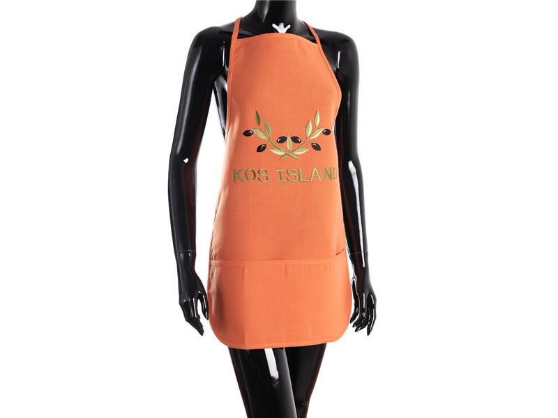 Ολόσωμη ποδιά BG23a (50cm x 70cm) πορτοκαλί χρωματιστή ελιά KOS