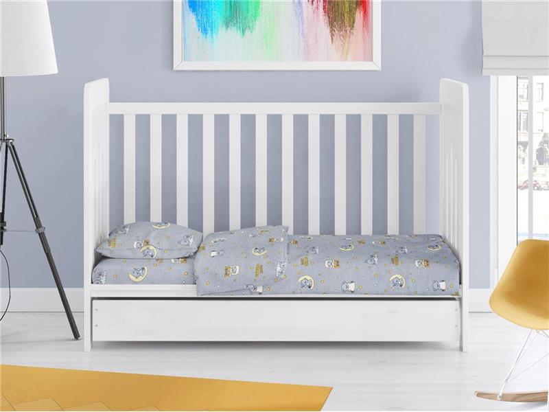 ΣΕΝΤΟΝΙΑ ΕΜΠΡΙΜΕ ΣΕΤ 3 τεμ bebe Sweet Dreams 552 120X160 Grey 100% Cotton