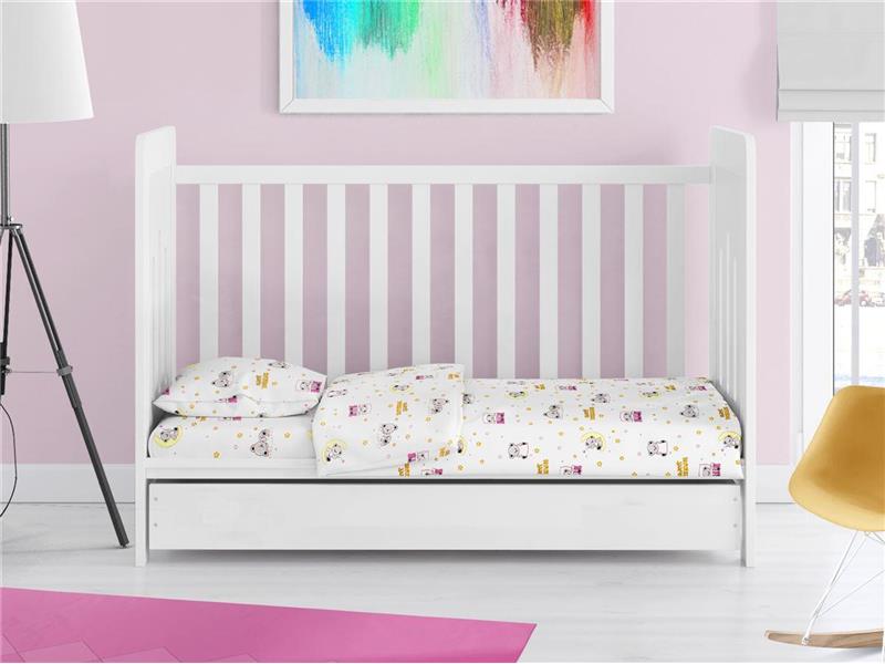 ΣΕΝΤΟΝΙΑ ΕΜΠΡΙΜΕ ΣΕΤ 3 τεμ bebe Sweet Dreams 553 120X160 White-Pink 100% Cotton