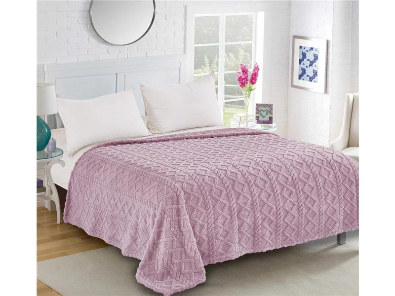 Fleece knitted (160cm x 220cm) λιλά