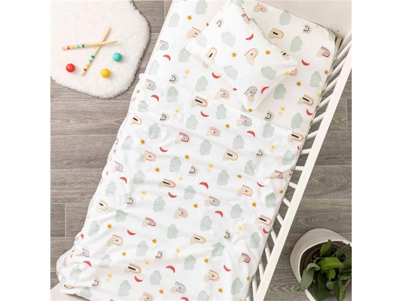 Σεντόνια Κούνιας Φανελένιο Σετ Borea Rainbow Βεραμάν