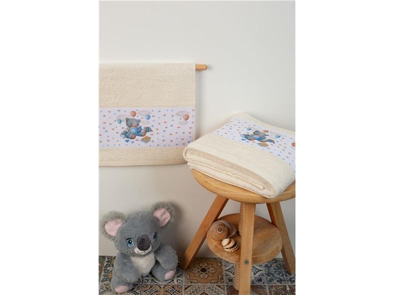 ΠΕΤΣΕΤΑ Με Ψηφιακή Εκτύπωση Σετ 2 τεμ bebe Studying Bear 39 30X50,70X140 Εκρού 100% Cotton