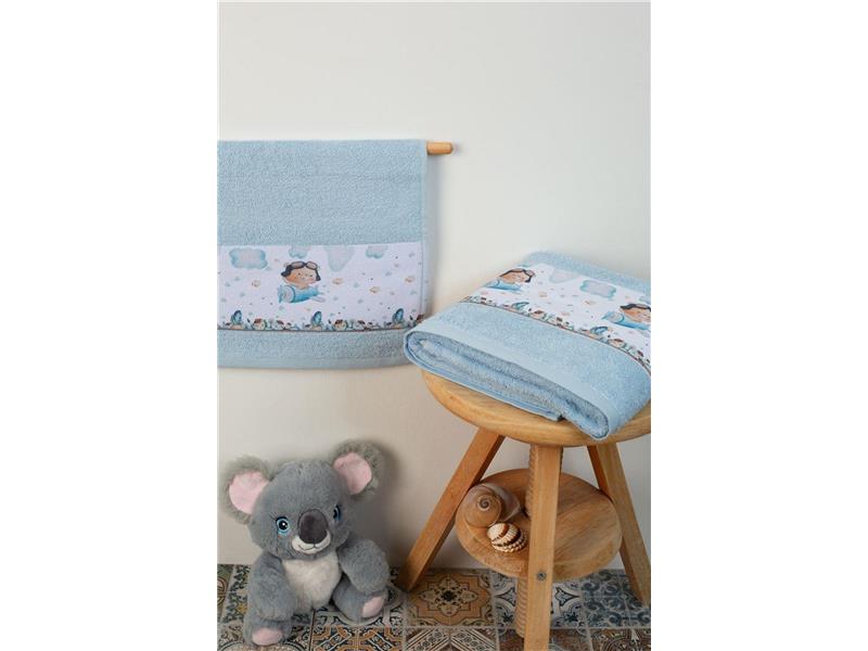 ΠΕΤΣΕΤΑ Με Ψηφιακή Εκτύπωση Σετ 2 τεμ bebe Pilot 118 30X50,70X140 Σιελ 100% Cotton