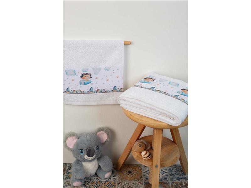 ΠΕΤΣΕΤΑ Με Ψηφιακή Εκτύπωση Σετ 2 τεμ bebe Pilot 119 30X50,70X140 Λευκό 100% Cotton