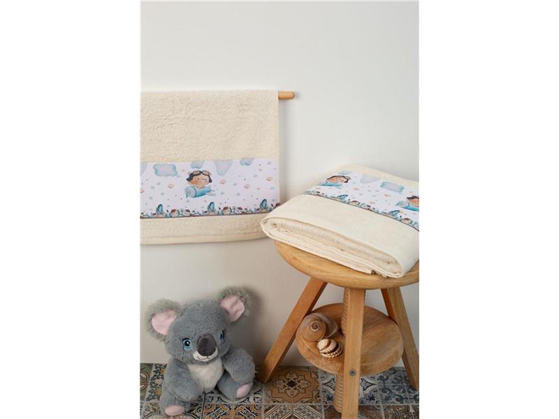 ΠΕΤΣΕΤΑ Με Ψηφιακή Εκτύπωση Σετ 2 τεμ bebe Pilot 120 30X50,70X140 Εκρού 100% Cotton