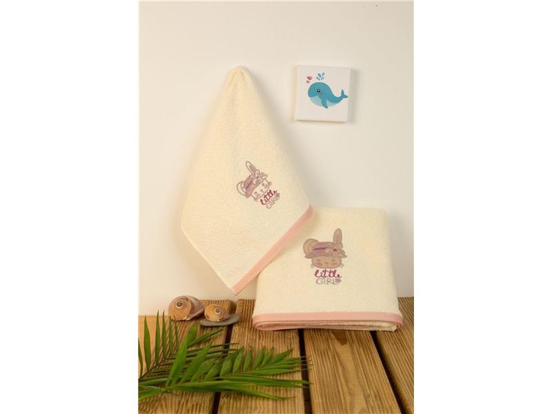 ΠΕΤΣΕΤΑ Με Κέντημα Σετ 2 τεμ bebe Rabbit Girl 148 30X50,70X140 Εκρού 100% Cotton