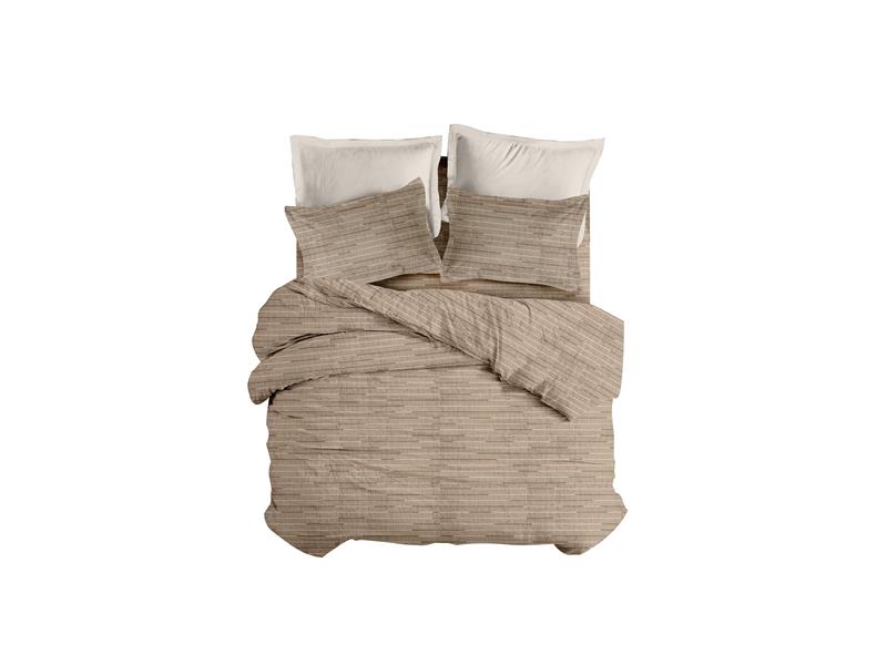 Σετ Παπλωματοθήκη Φανελένια Makis Tselios Lines Brown