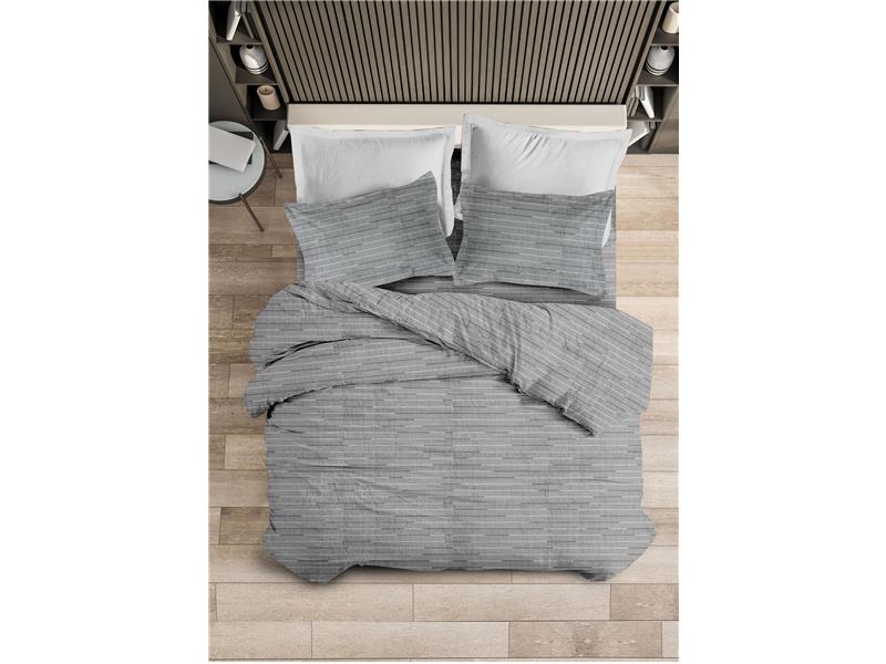 Σετ Παπλωματοθήκη Φανελένια Makis Tselios Lines Grey