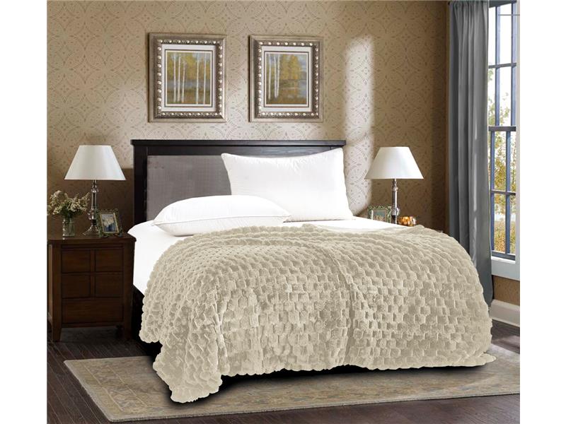 Διακοσμητικό γούνινο ριχτάρι mink (170cm x 220cm) ivory