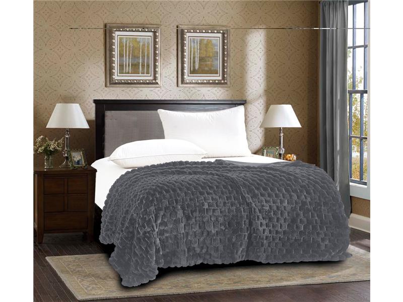 Διακοσμητική γούνινη κουβέρτα mink (220cm x 240cm) γκρί