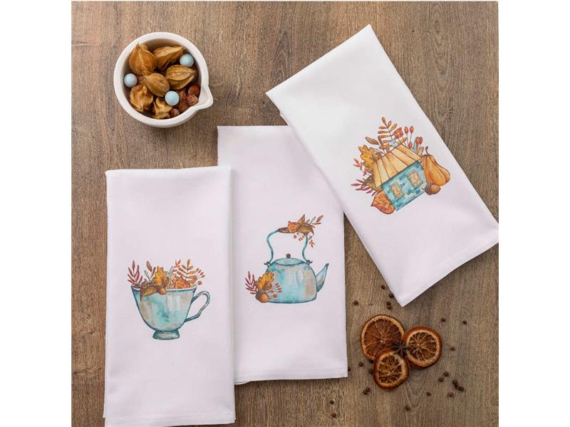 Ποτηρόπανα Κουζίνας Autumn Σετ 3ΤΜΧ