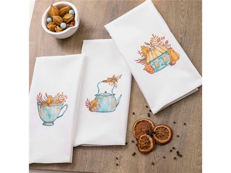 Ποτηρόπανα Κουζίνας Autumn Σετ 3ΤΜΧ