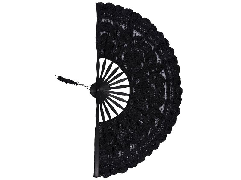 Χειροποίητη βεντάλια (27cm) μαύρη