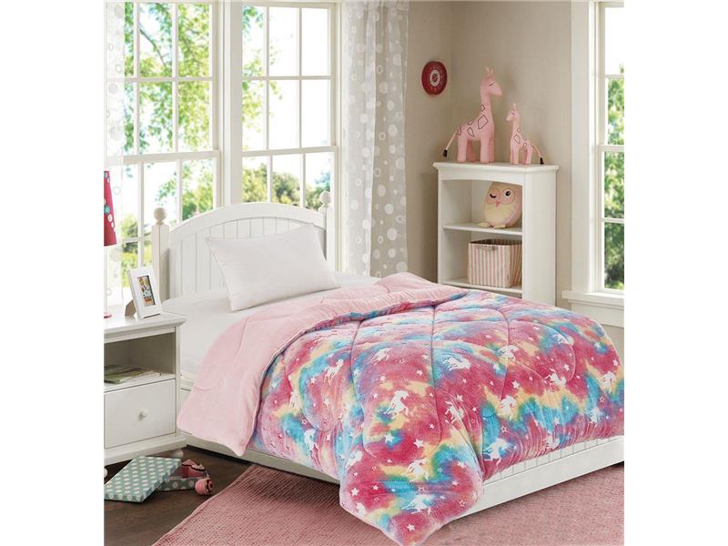 Κουβερτοπάπλωμα φωσφοριζέ Unicorn 160X220 Pink 100% Polyester