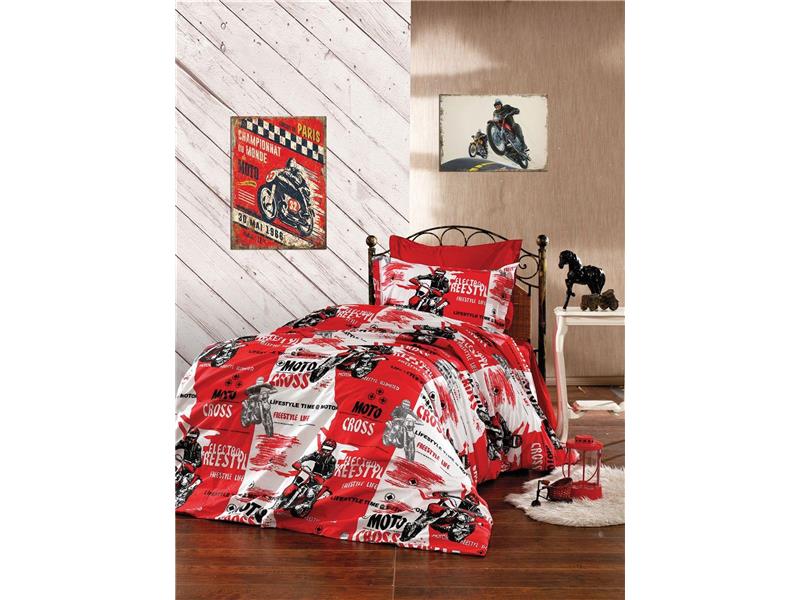 ΣΕΝΤΟΝΙΑ ΕΜΠΡΙΜΕ ΣΕΤ 3 τεμ kids Motocross 288 160X240 Red 70/30 Cott/Pol