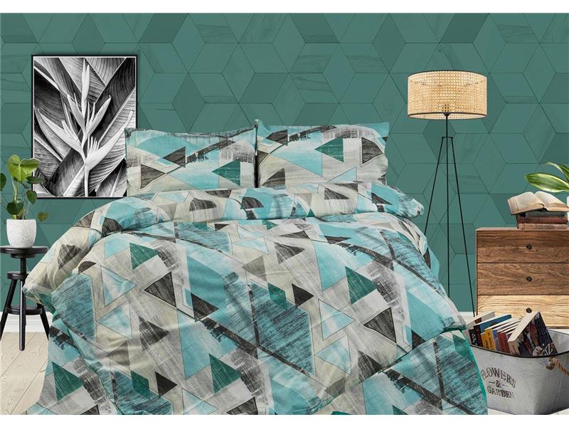 ΣΕΝΤΟΝΙΑ ΕΜΠΡΙΜΕ ΣΕΤ 3 τεμ Geometrical 332 220X240 Petrol 100% Cotton Flannel