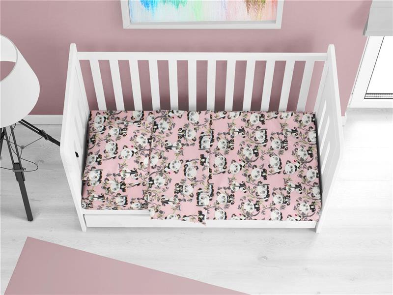 ΚΑΤΩΣΕΝΤΟΝΟ ΜΕ ΛΑΣΤΙΧΟ bebe Panda Bear 97 0,70X1,40X0,15 Pink 100% Cotton Flannel