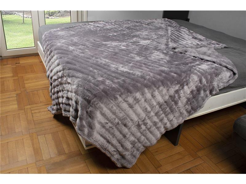 ΚΟΥΒΕΡΤΑ Coral Fleece Ριγέ 160X220 300gsm 16 Grey 100% Polyester