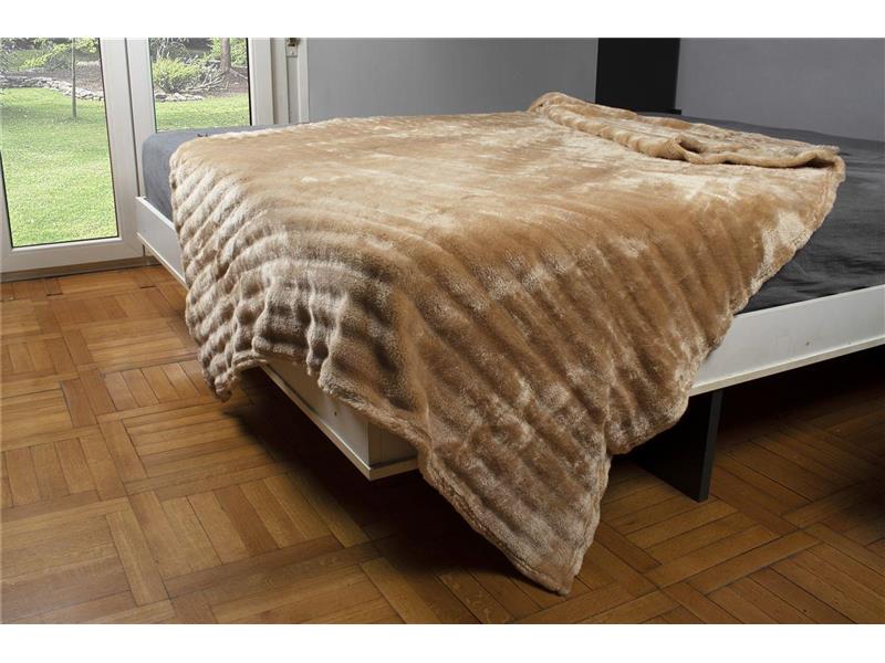 ΚΟΥΒΕΡΤΑ Coral Fleece Ριγέ 160X220 300gsm 12 Beige 100% Polyester