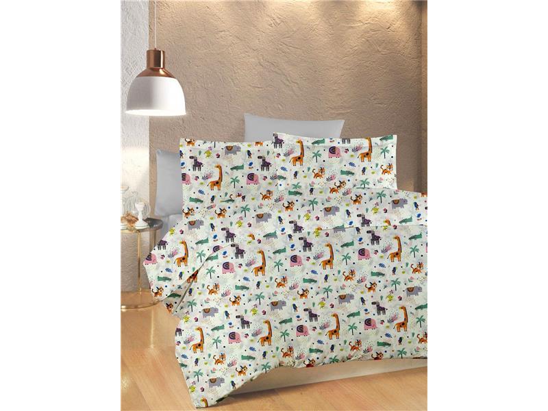 ΣΕΝΤΟΝΙΑ ΕΜΠΡΙΜΕ ΣΕΤ 3 τεμ kids Zoo 556 160X240 White-Multi 100% Cotton