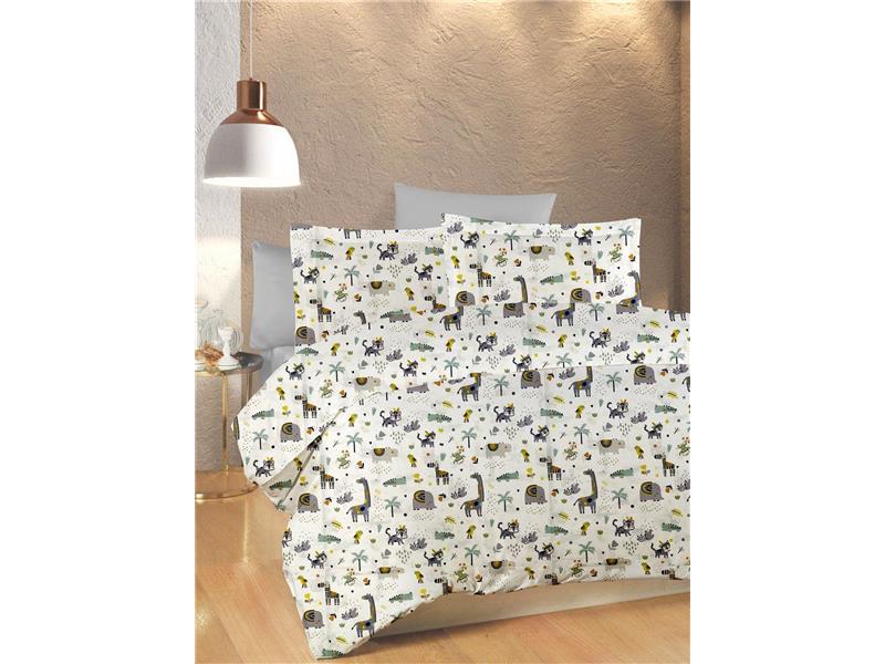 ΣΕΝΤΟΝΙΑ ΕΜΠΡΙΜΕ ΣΕΤ 3 τεμ bebe Zoo 557 120X160 White-Grey 100% Cotton