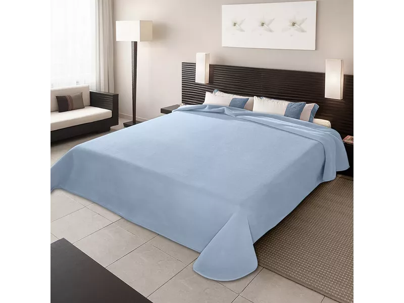 ΚΟΥΒΕΡΤΑ ΙΣΠΑΝΙΑΣ ΜΟΝΗ 160X220 BELPLA STER PLAIN LIGHT BLUE(3)