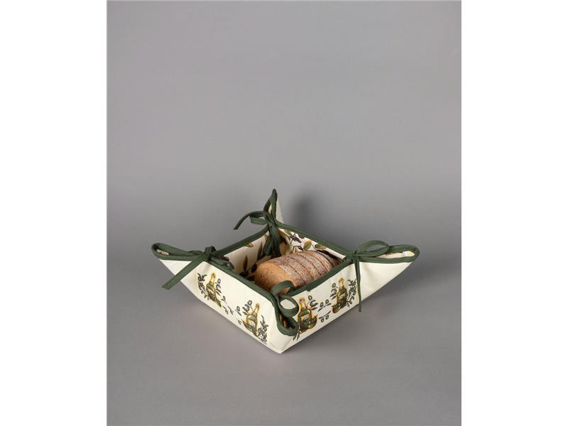 Βαμβακερή ψωμιέρα με στάμπα (35cm x 35cm) μπουκάλι εκρού