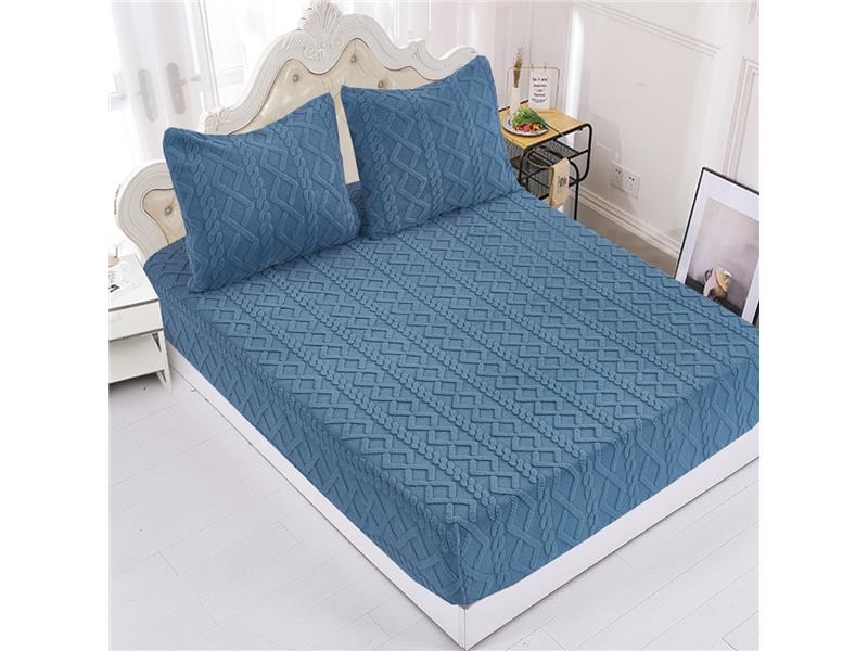 Fleece σεντόνι Knitted με λάστιχο και μαξιλαροθήκες (180cm x 200cm + 25cm) ράφ