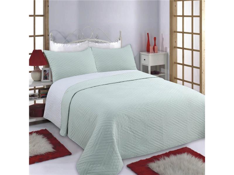 ΚΟΥΒΕΡΛΙ σετ (220cm x 240cm + 2 x 50cm x 70cm) DIAMOND mint/grey