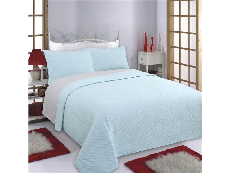 ΚΟΥΒΕΡΛΙ σετ (220cm x 240cm + 2 x 50cm x 70cm) DIAMOND skyblue/grey