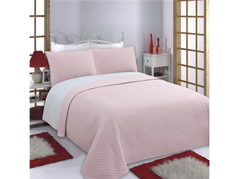 ΚΟΥΒΕΡΛΙ σετ (240cm x 260cm + 2 x 50cm x 70cm) DIAMOND pink/grey
