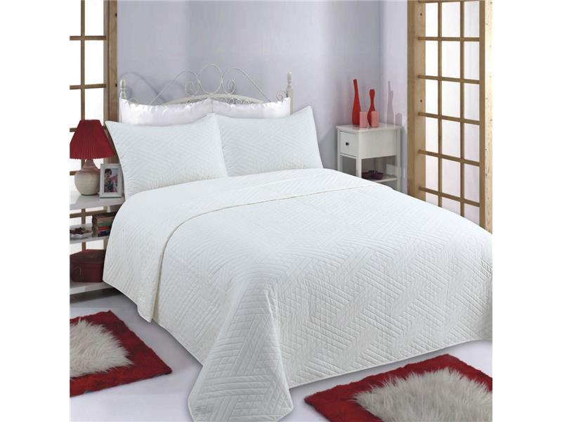 ΚΟΥΒΕΡΛΙ σετ (240cm x 260cm + 2 x 50cm x 70cm) DIAMOND ivory