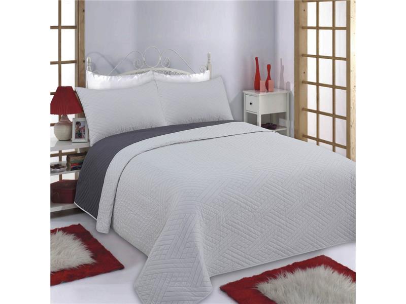 ΚΟΥΒΕΡΛΙ σετ (240cm x 260cm + 2 x 50cm x 70cm) DIAMOND γκρί/ανθρακί